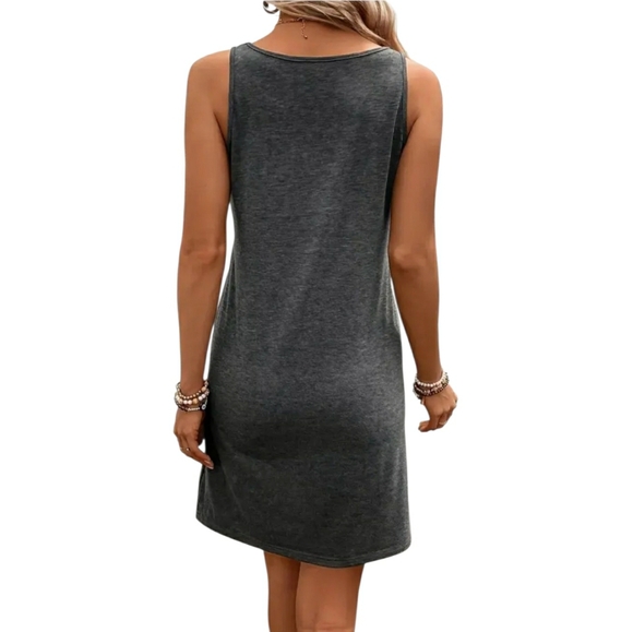 NEW! Sun & Moon Dreamcatcher Graphic Charcoal Mini Dress w/ Pockets - Picture 3 of 7